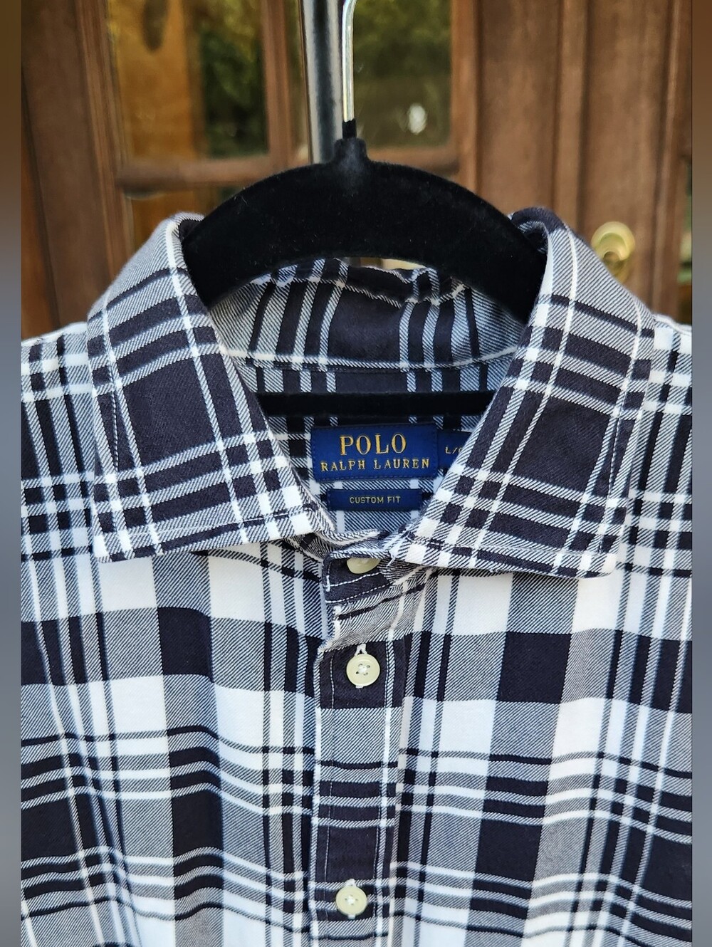 Polo Ralph Lauren Men's Custom Fit Plaid Button Shirt - Size L Black White Plaid